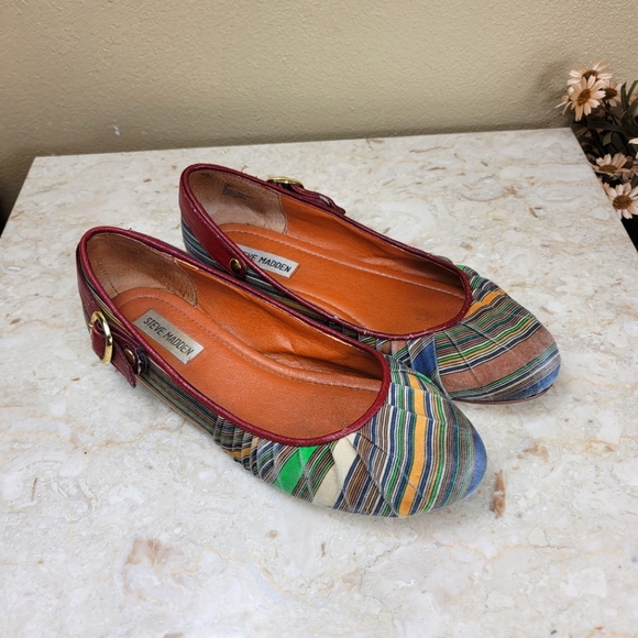 Steve Madden Ballet Flats Sandals Size 8 Stripped - Picture 3 of 9